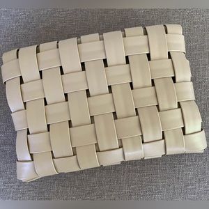 Anthropologie Lindy Woven Clutch Beige NWT